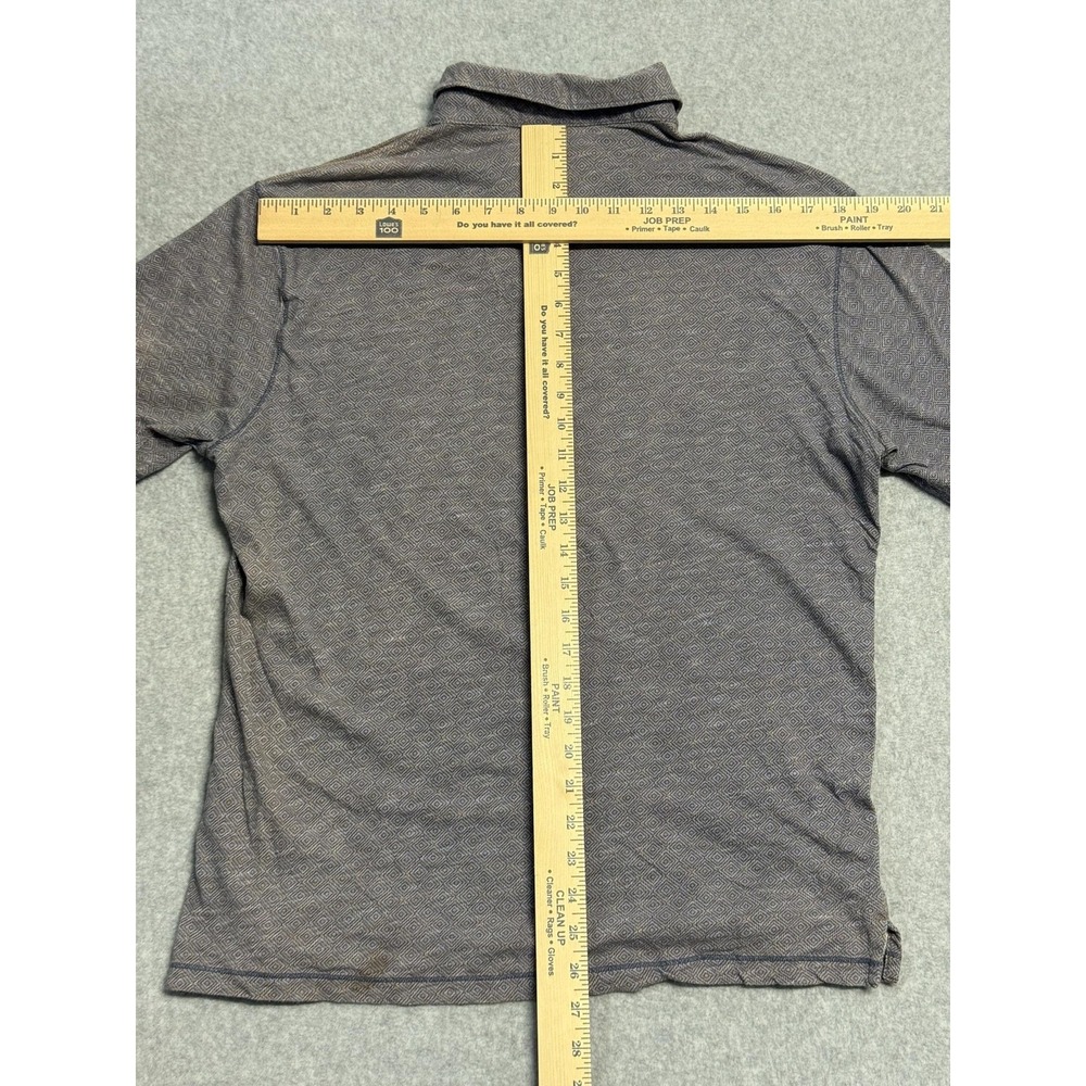 ROWM Polo Shirt Mens Large Gray Diamond Pattern Cotton Knit Short Sleeve - Picture 10 of 13